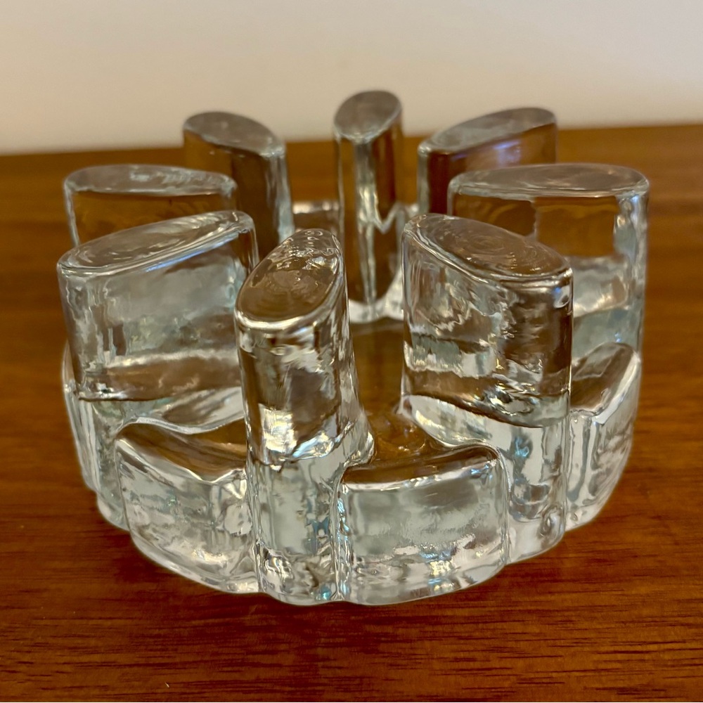 Vintage Midcentury modern George Shutte art glass trivet tea candle holder